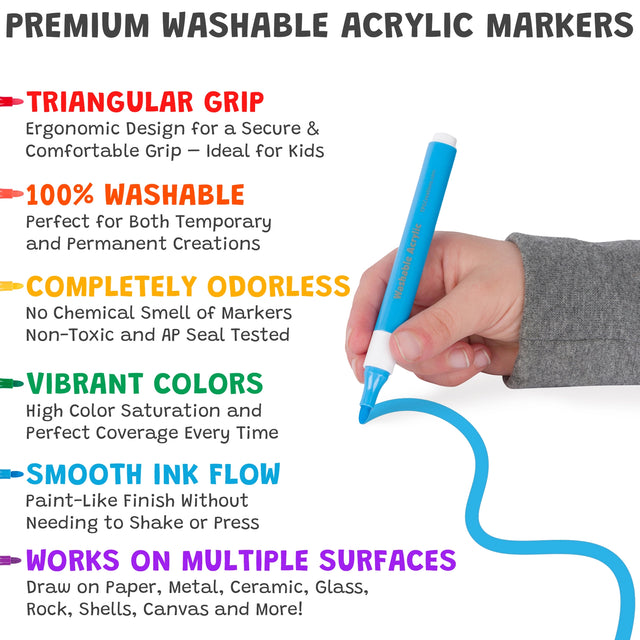 Magic Stix Washable Acrylic Markers 12 Pk (Case of 6)